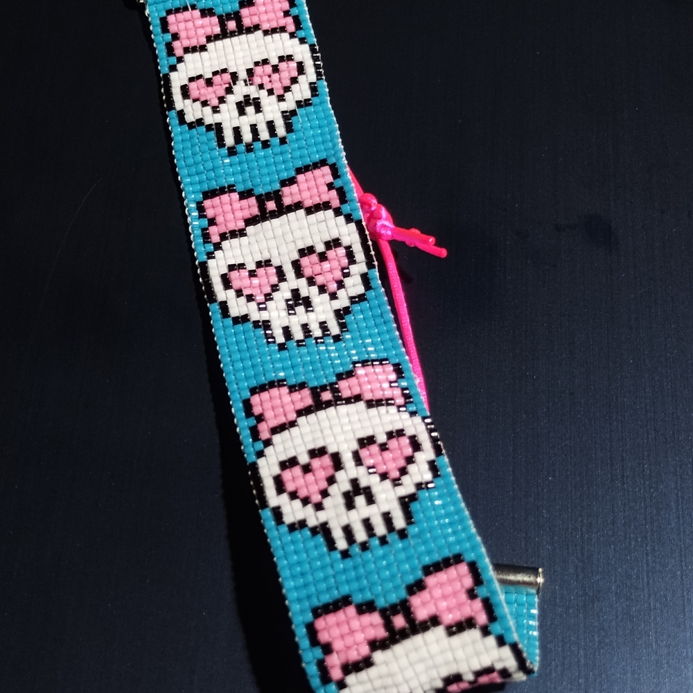 Handmade Beaded Colorful Skull Adjustable Bracelet